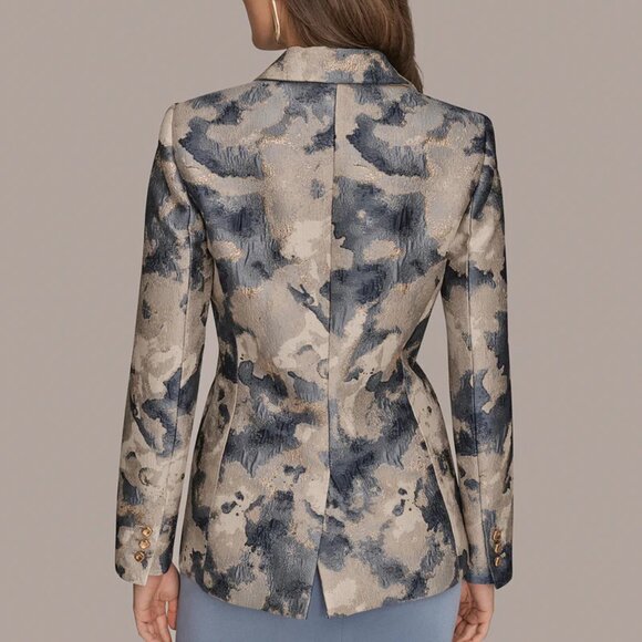 Donna Karan New York Womens Metallic Jacquard Blazer Limstone Multi SZ 6 New - Picture 2 of 5